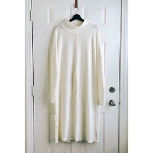 We the Free by Free People | Cream Slit Turtleneck Long Sleeve Sweater Dress